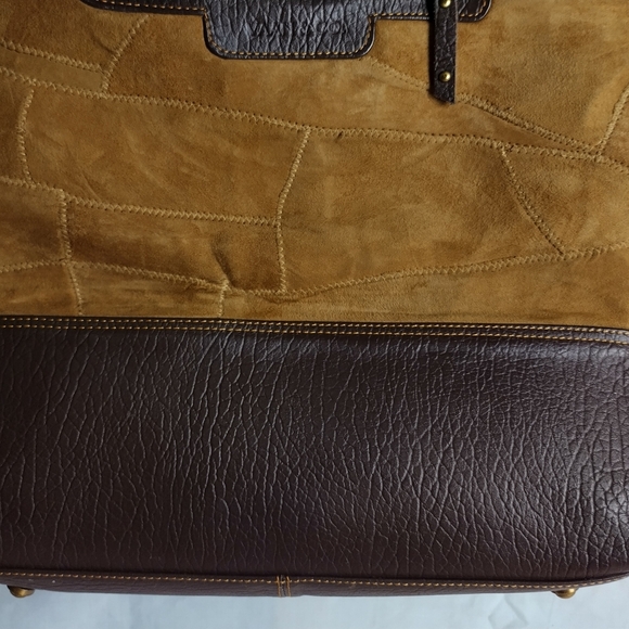 Vaan & Co Women Milano Upcycled Leather And Suede Herringbone Tote Shoulder Bag - Picture 5 of 15